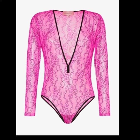 325$-Natasha Zinko Hot Pink Lace Bodysuit 34/0 NWT - Picture 3 of 14